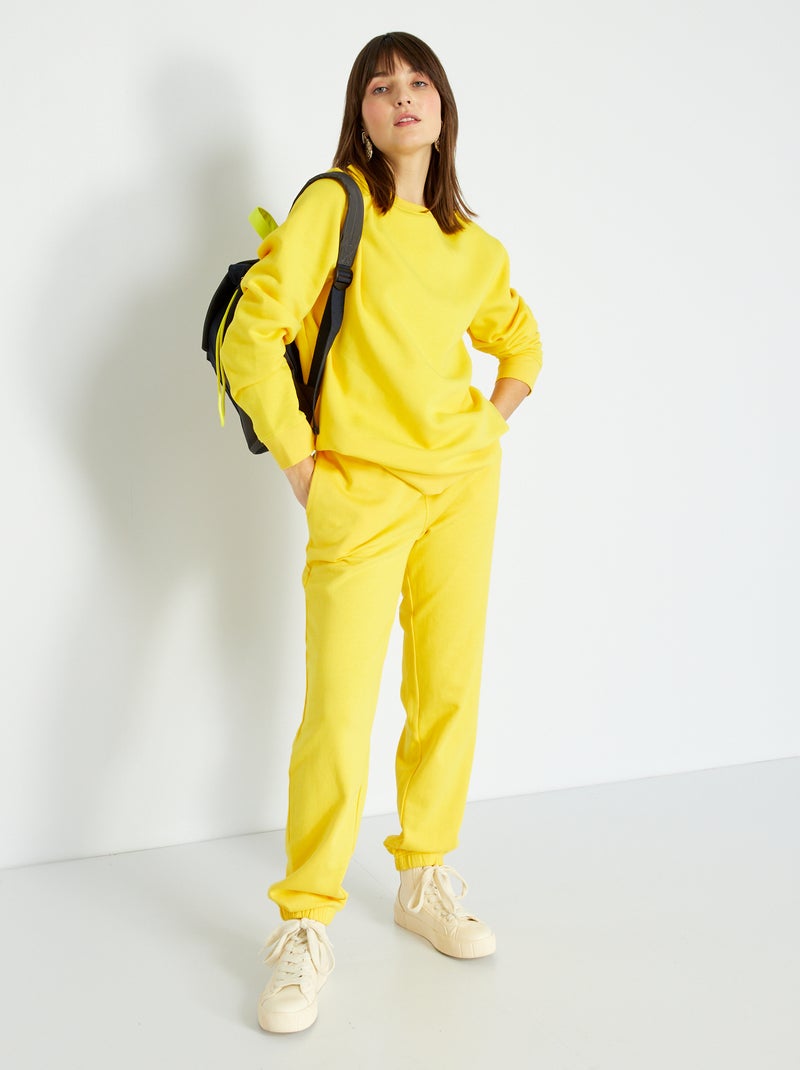 Effen broek van joggingstof GEEL - Kiabi