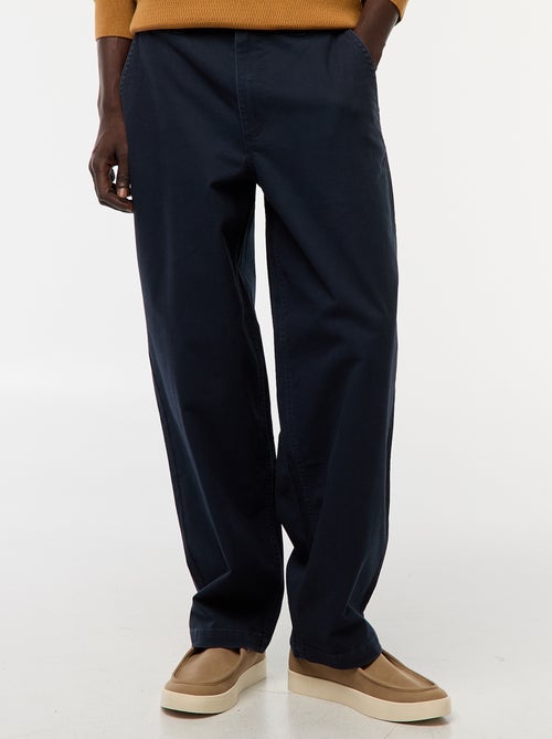 Effen broek van keperstof met wijde pijpen - Kiabi