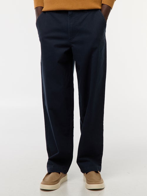 Effen broek van keperstof met wijde pijpen - Kiabi