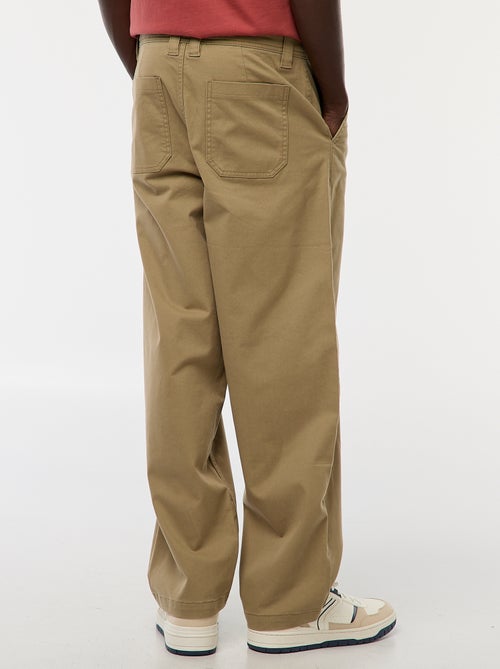 Effen broek van keperstof met wijde pijpen - Kiabi