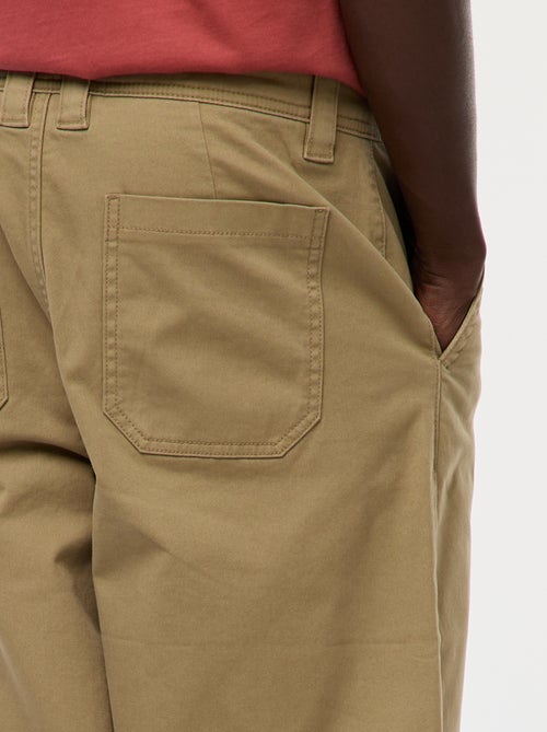 Effen broek van keperstof met wijde pijpen - Kiabi