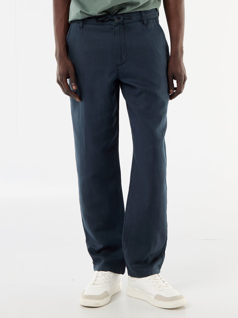 Effen broek van lichte en zachte stof Blauw - Kiabi