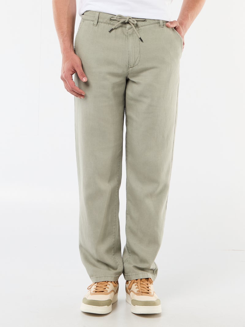 Effen broek van lichte en zachte stof Groen - Kiabi