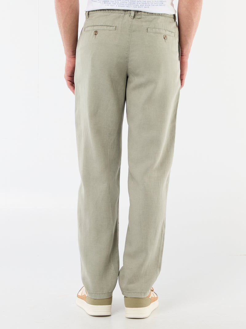 Effen broek van lichte en zachte stof Groen - Kiabi