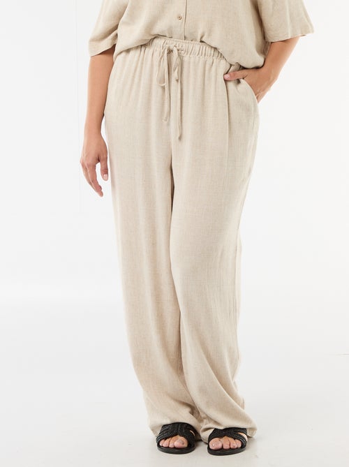 Effen broek van linnenmix - Kiabi