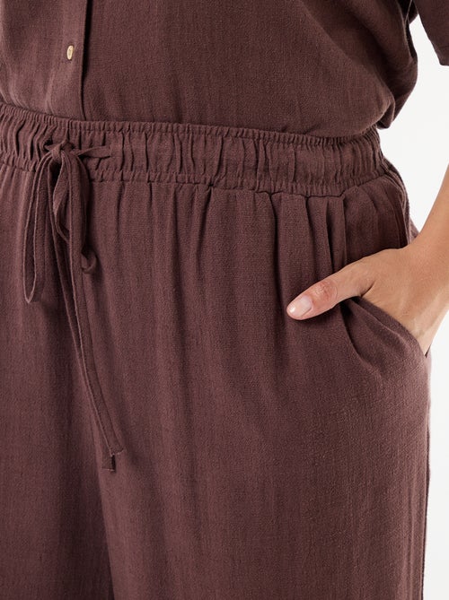 Effen broek van linnenmix - Kiabi