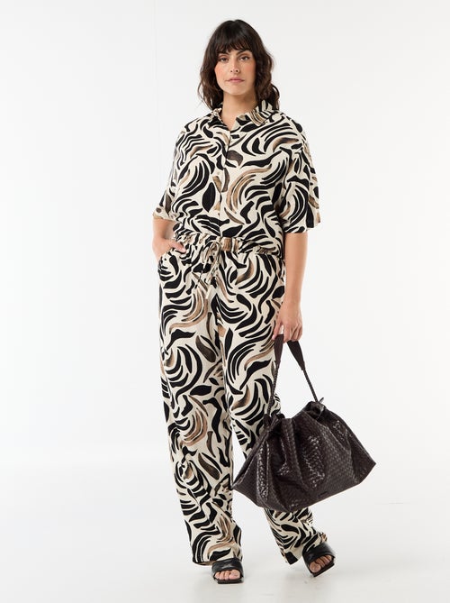 Effen broek van linnenmix - Kiabi