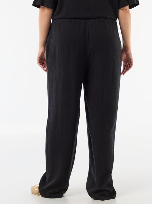 Effen broek van linnenmix - Kiabi