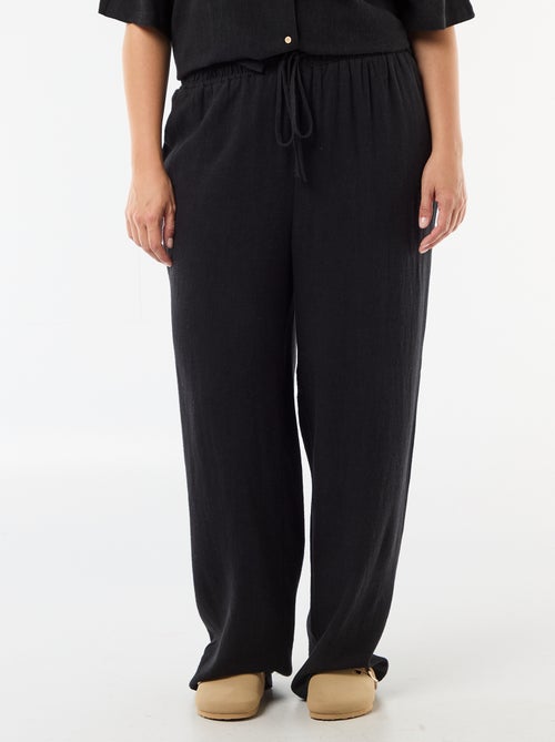 Effen broek van linnenmix - Kiabi