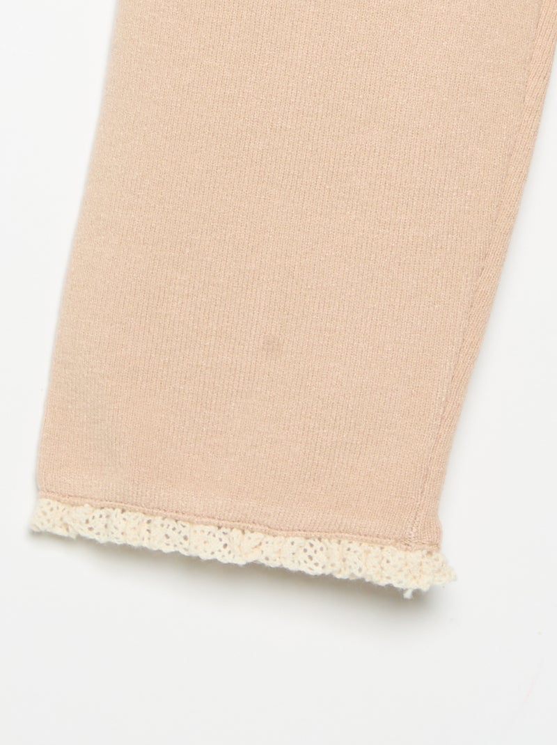Effen broek van tricot Biege - Kiabi