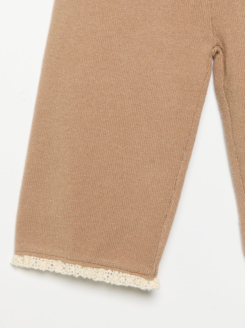 Effen broek van tricot Bruin - Kiabi