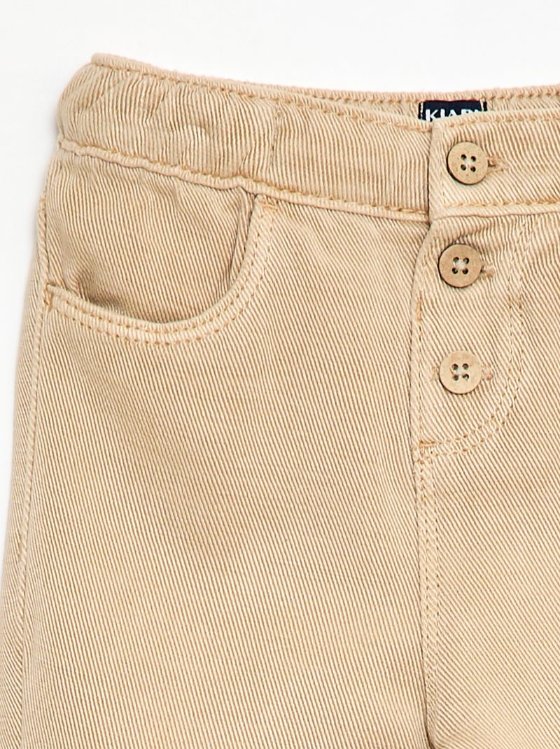 Effen broek van zachte stof met relax fit Biege - Kiabi