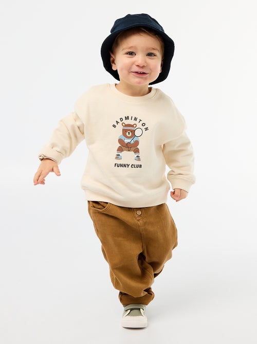 Effen broek van zachte stof met relax fit - Kiabi