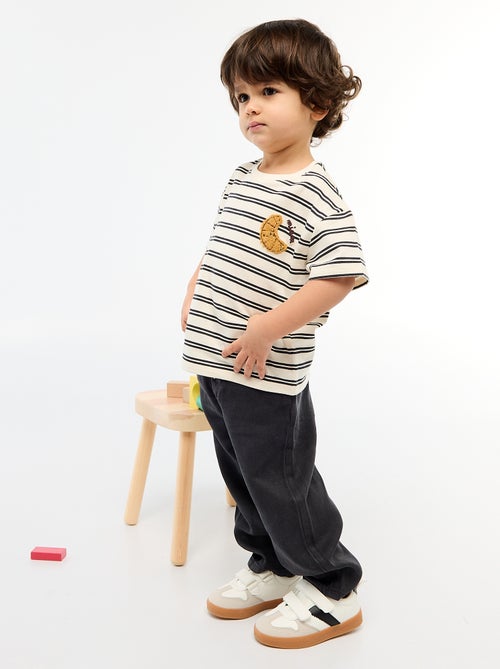 Effen broek van zachte stof met relax fit - Kiabi