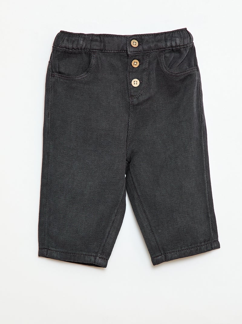 Effen broek van zachte stof met relax fit Zwart - Kiabi