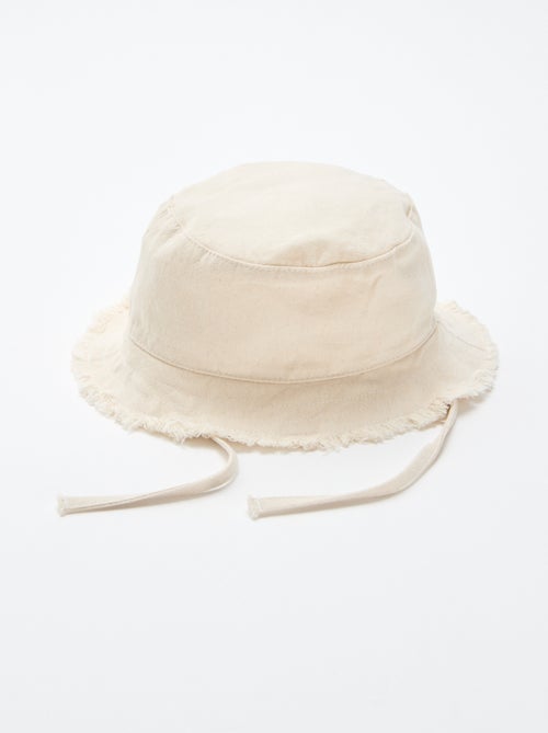 Effen bucket hat van katoen met franjes en trekkoordjes - Kiabi