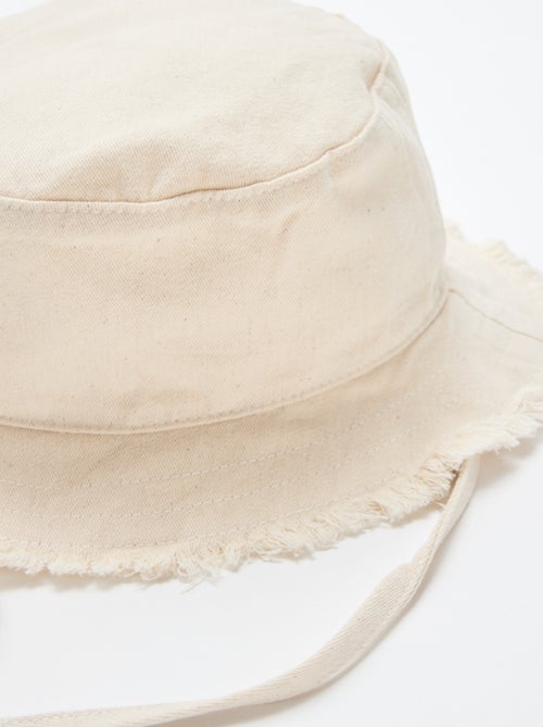 Effen bucket hat van katoen met franjes en trekkoordjes - Kiabi