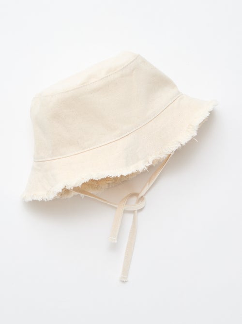 Effen bucket hat van katoen met franjes en trekkoordjes - Kiabi