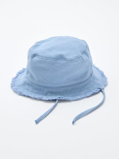 Effen bucket hat van katoen met franjes en trekkoordjes - Kiabi