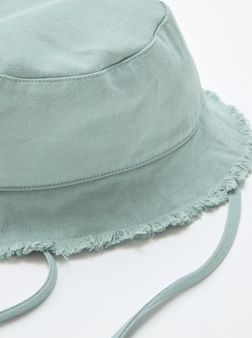 Effen bucket hat van katoen met franjes en trekkoordjes - Kiabi