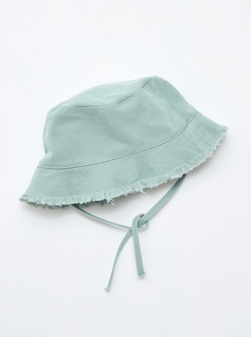 Effen bucket hat van katoen met franjes en trekkoordjes - Kiabi