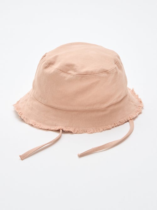 Effen bucket hat van katoen met franjes en trekkoordjes - Kiabi