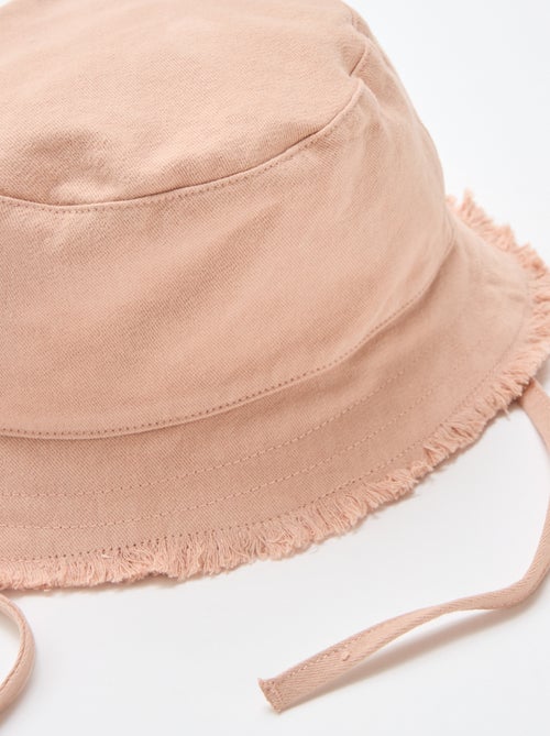 Effen bucket hat van katoen met franjes en trekkoordjes - Kiabi