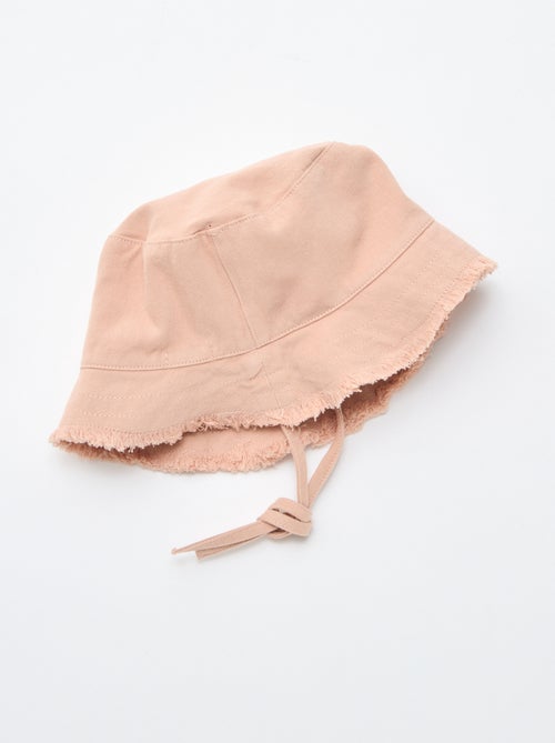 Effen bucket hat van katoen met franjes en trekkoordjes - Kiabi