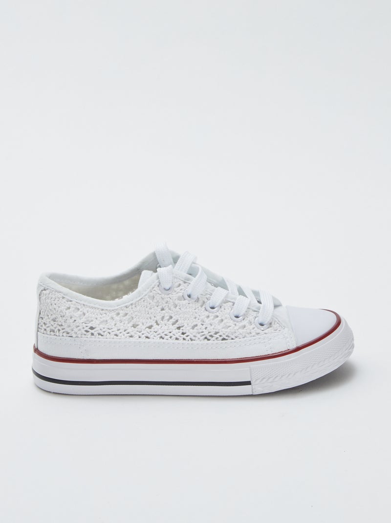 Effen canvas sneaker Wit - Kiabi