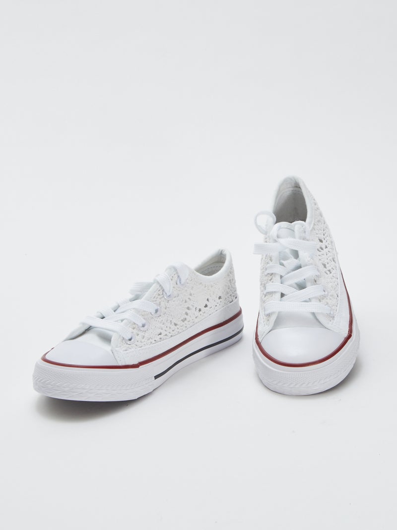 Effen canvas sneaker Wit - Kiabi