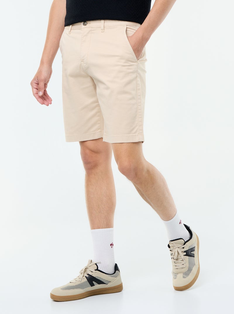 Effen chino bermuda Biege - Kiabi