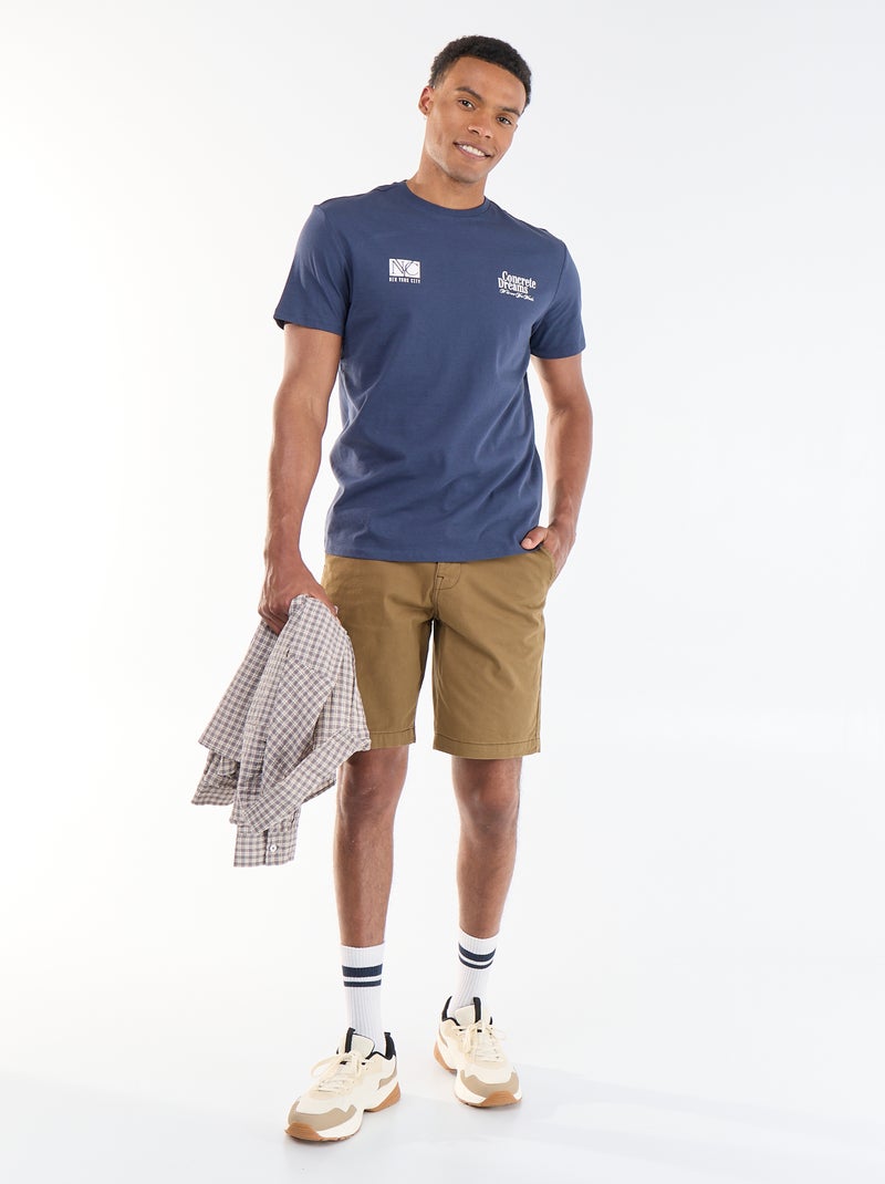 Effen chino bermuda Bruin - Kiabi