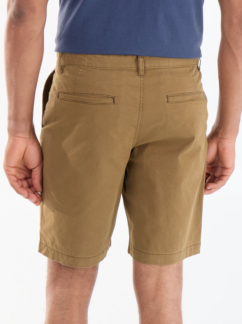 Effen chino bermuda Bruin - Kiabi