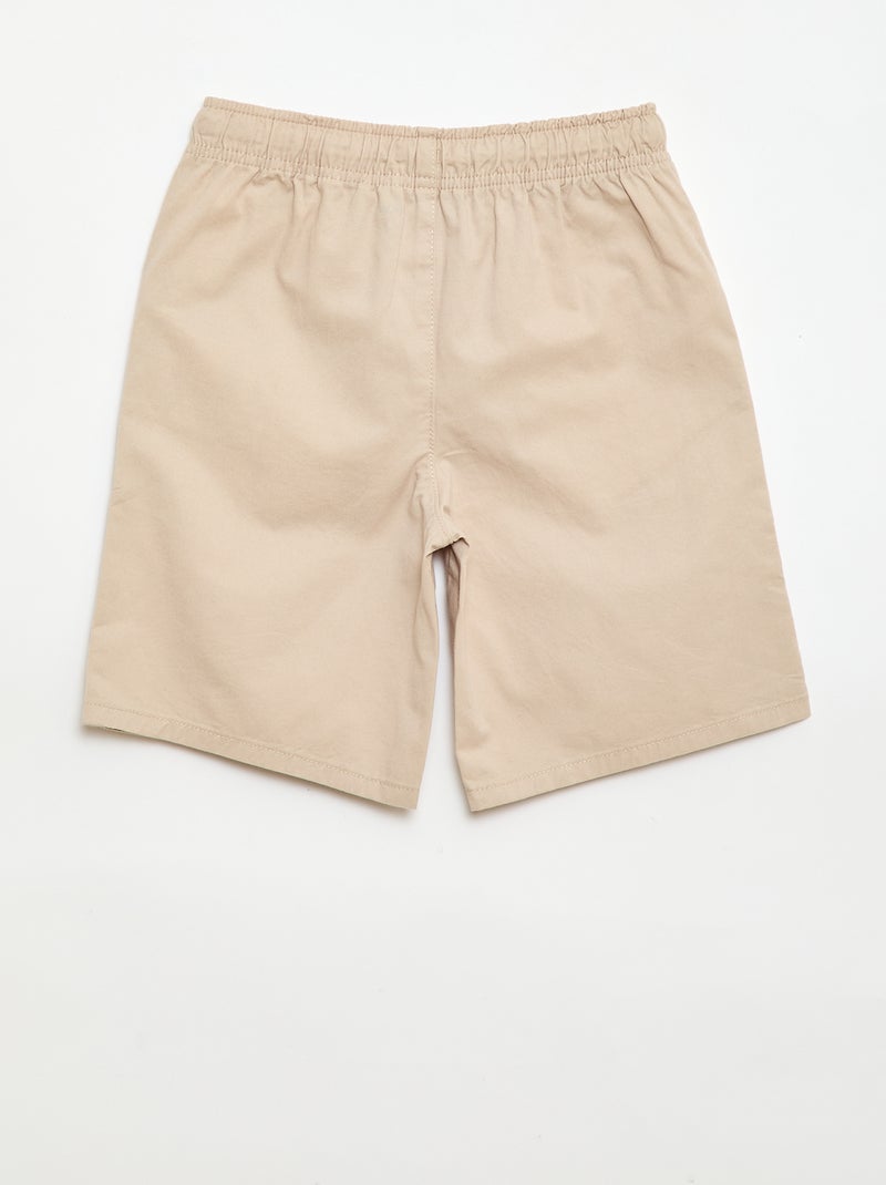 Effen chino bermuda met trekkoordjes Biege - Kiabi