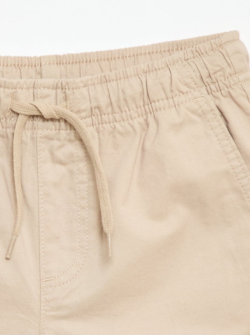 Effen chino bermuda met trekkoordjes Biege - Kiabi