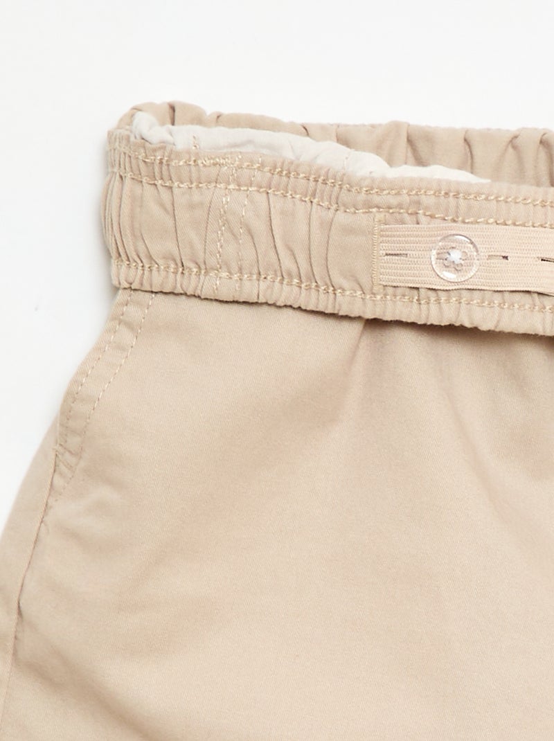 Effen chino bermuda met trekkoordjes Biege - Kiabi