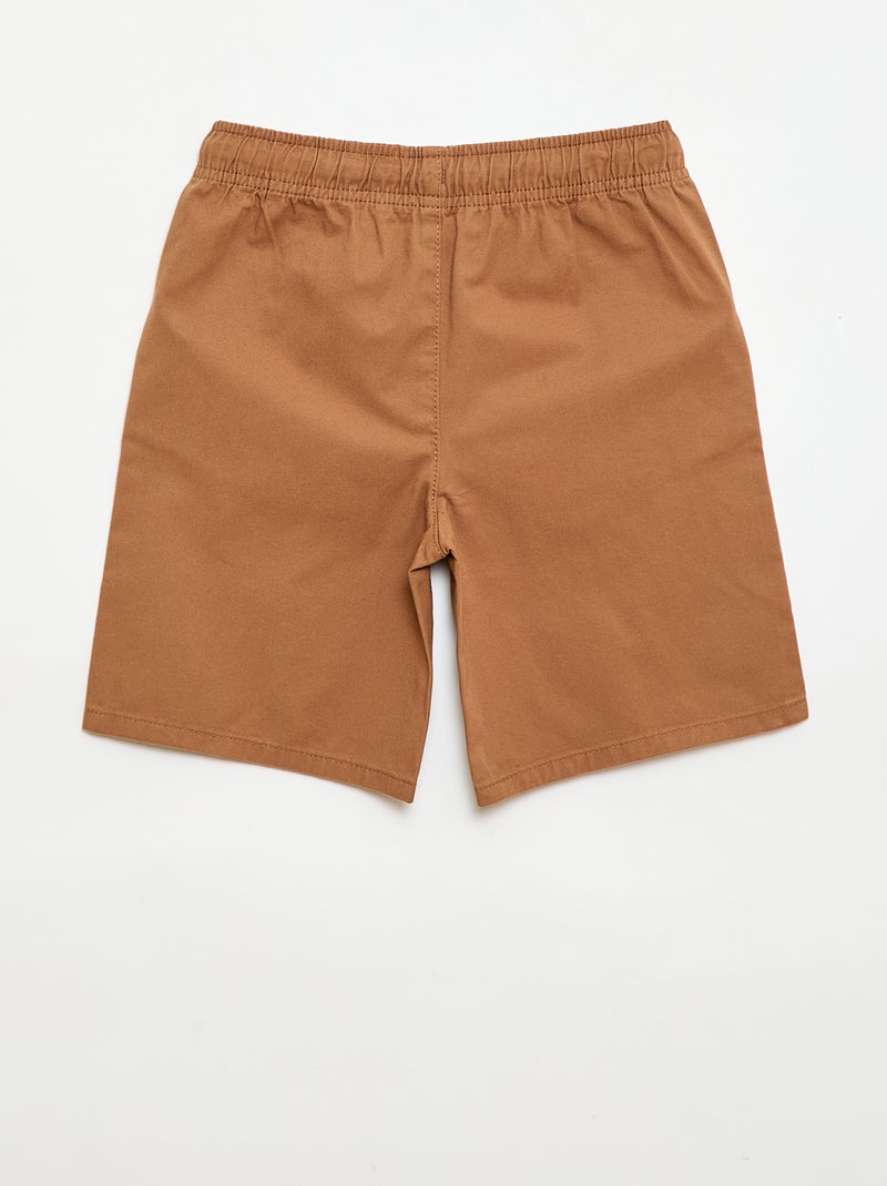 Effen chino bermuda met trekkoordjes Biege - Kiabi