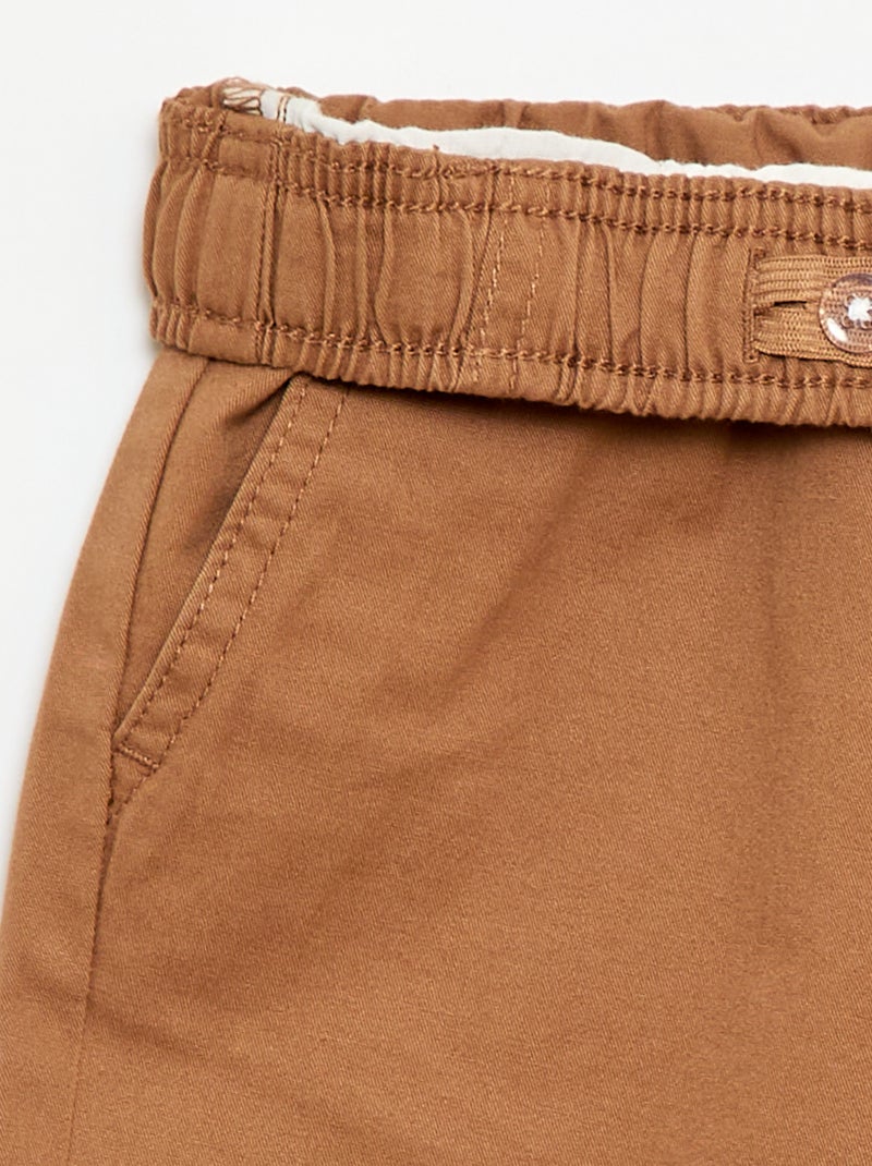 Effen chino bermuda met trekkoordjes Biege - Kiabi