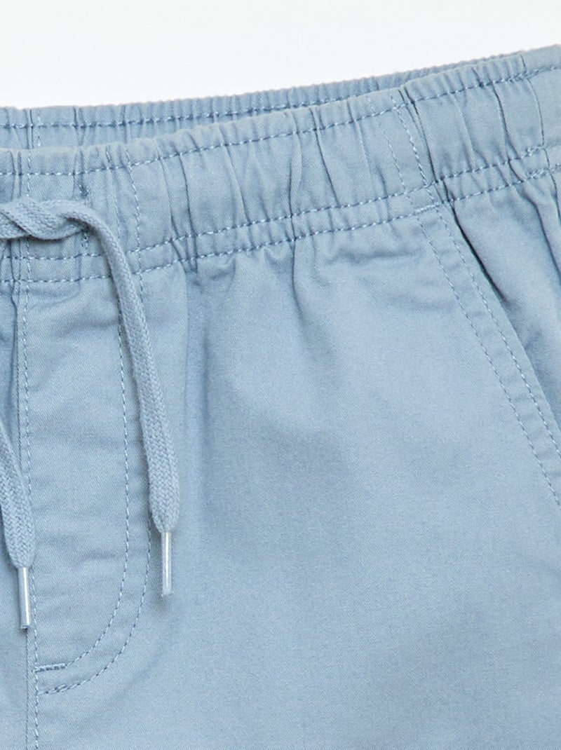 Effen chino bermuda met trekkoordjes Blauw - Kiabi