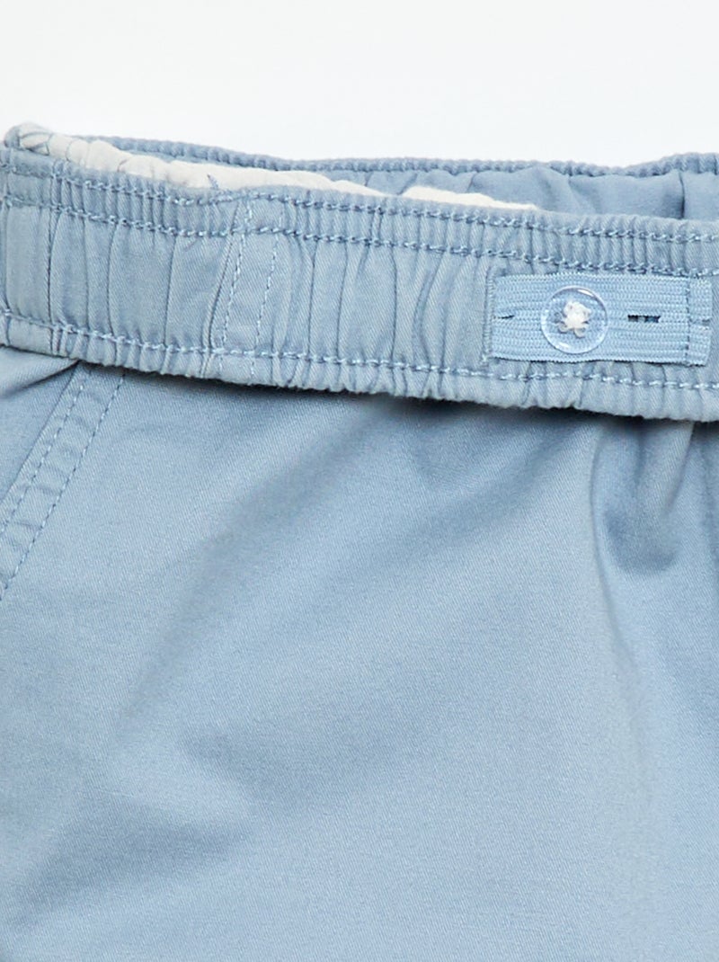 Effen chino bermuda met trekkoordjes Blauw - Kiabi