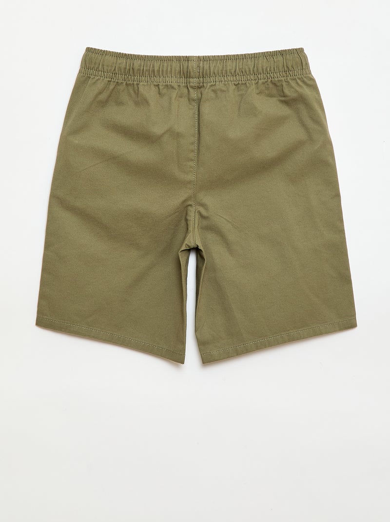 Effen chino bermuda met trekkoordjes Groen - Kiabi