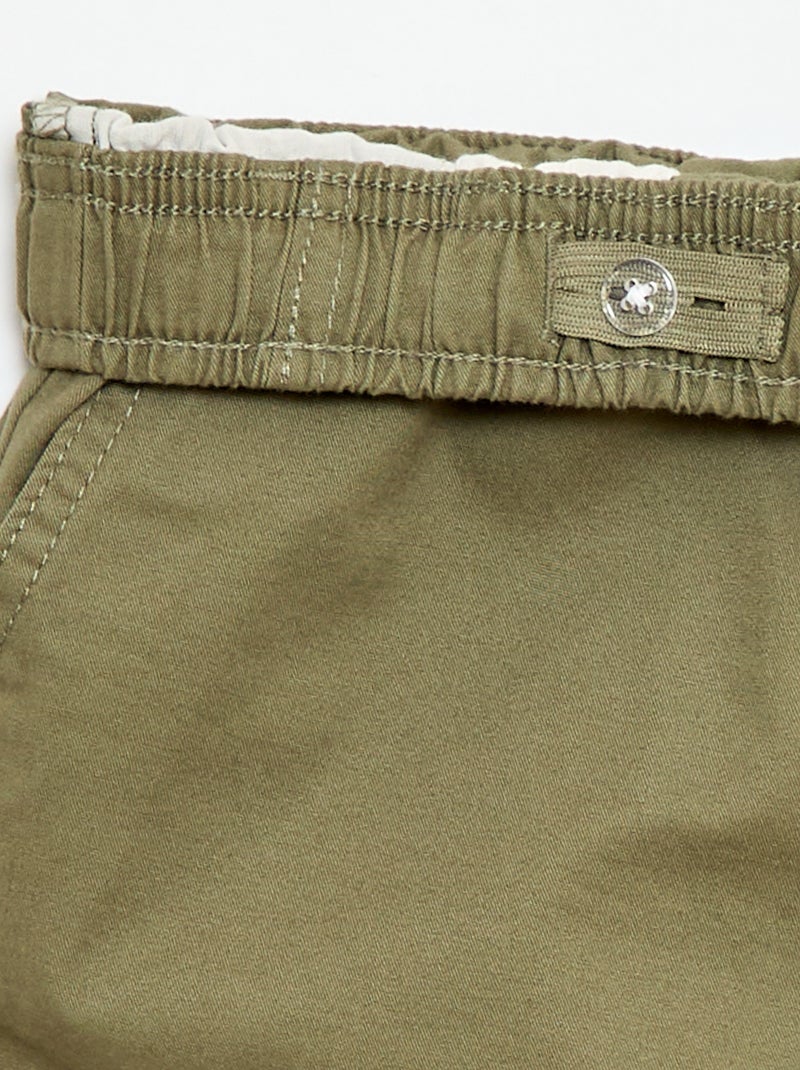 Effen chino bermuda met trekkoordjes Groen - Kiabi