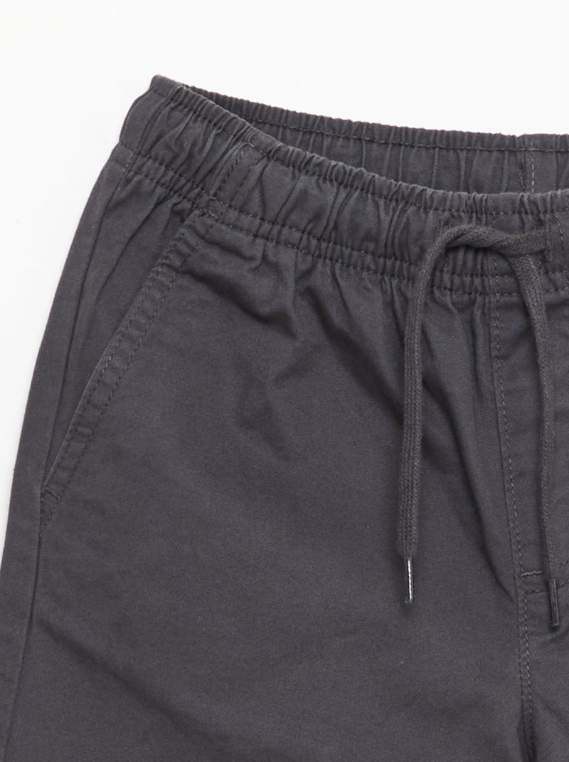 Effen chino bermuda met trekkoordjes Zwart - Kiabi