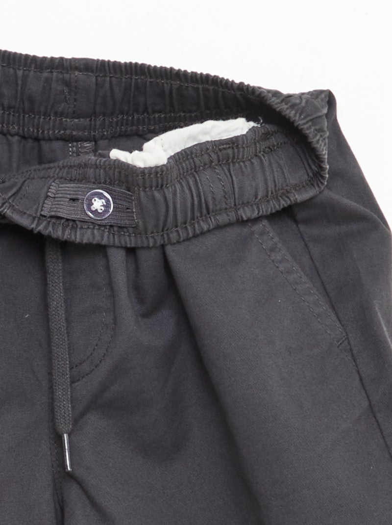 Effen chino bermuda met trekkoordjes Zwart - Kiabi