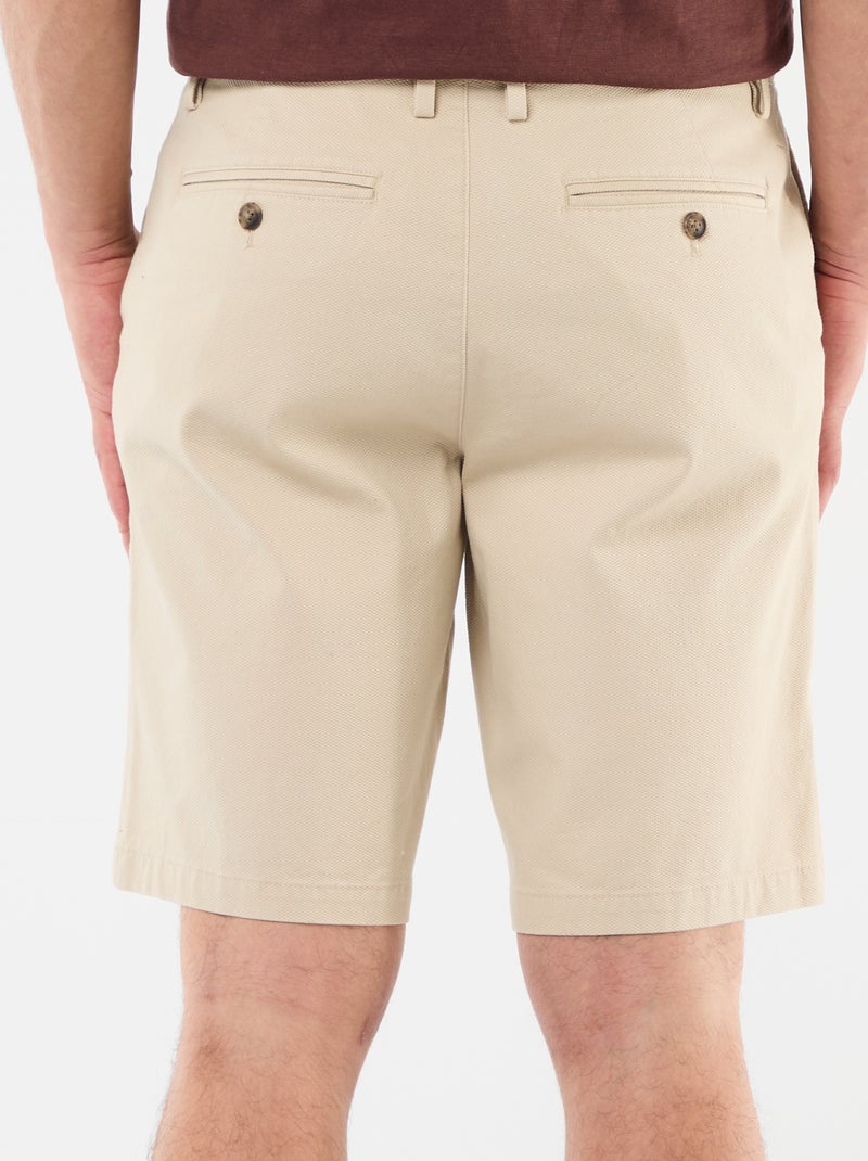 Effen chino bermuda van dobby Biege - Kiabi