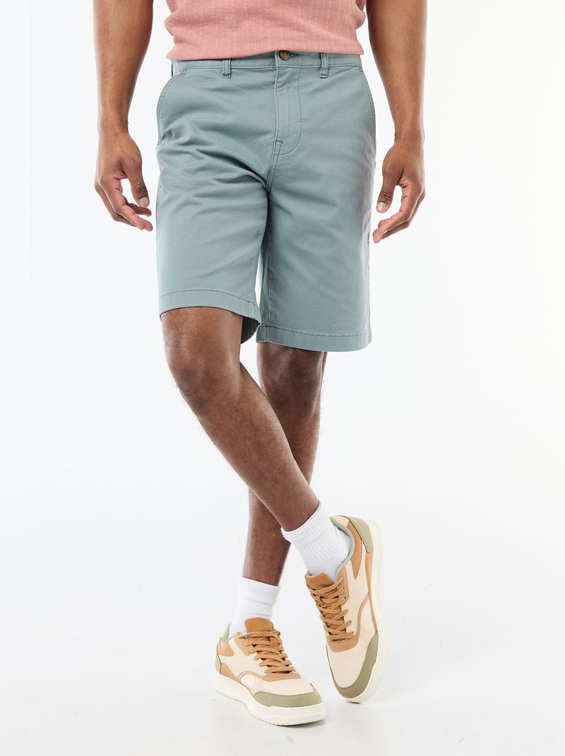 Effen chino bermuda van katoentwill Blauw - Kiabi