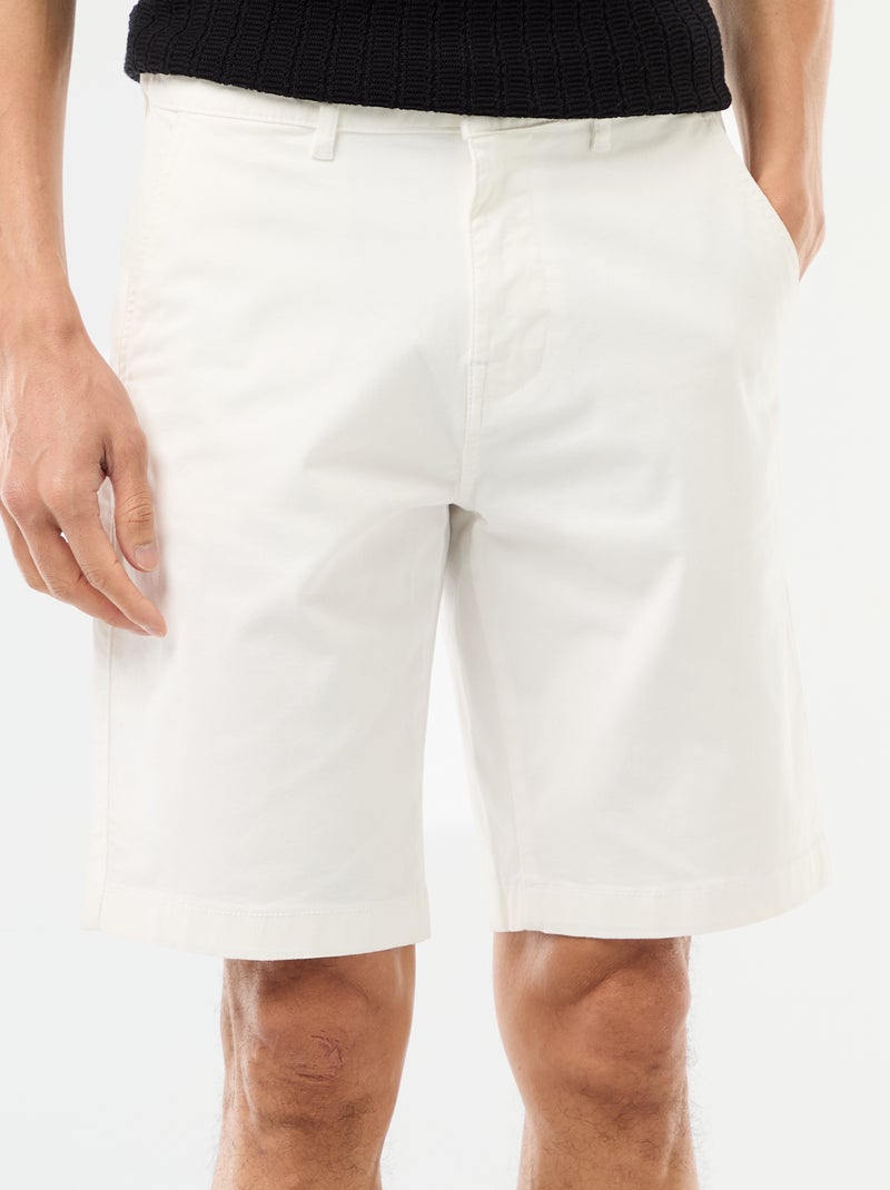 Effen chino bermuda van katoentwill Wit - Kiabi