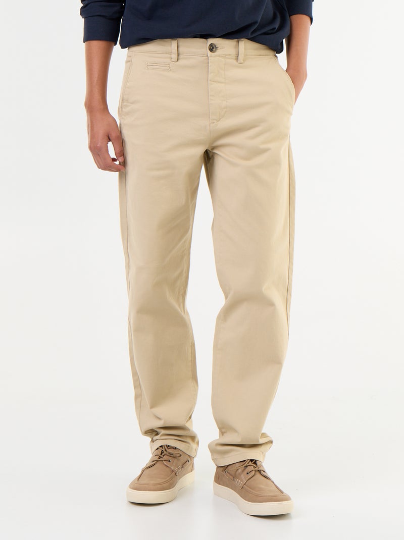 Effen chino met standaard taille Biege - Kiabi