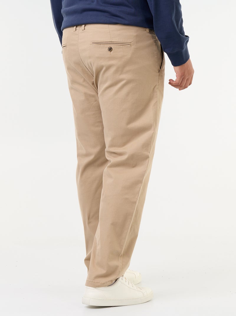 Effen chino met standaard taille Biege - Kiabi