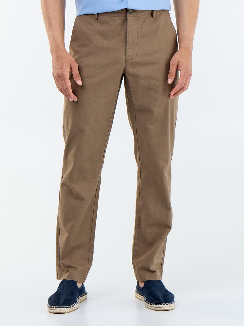 Effen chino met standaard taille Bruin - Kiabi